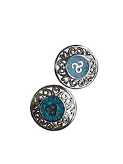 Trifari TM Silver Tone and Turquoise Chip Mosiac Clip Earrings