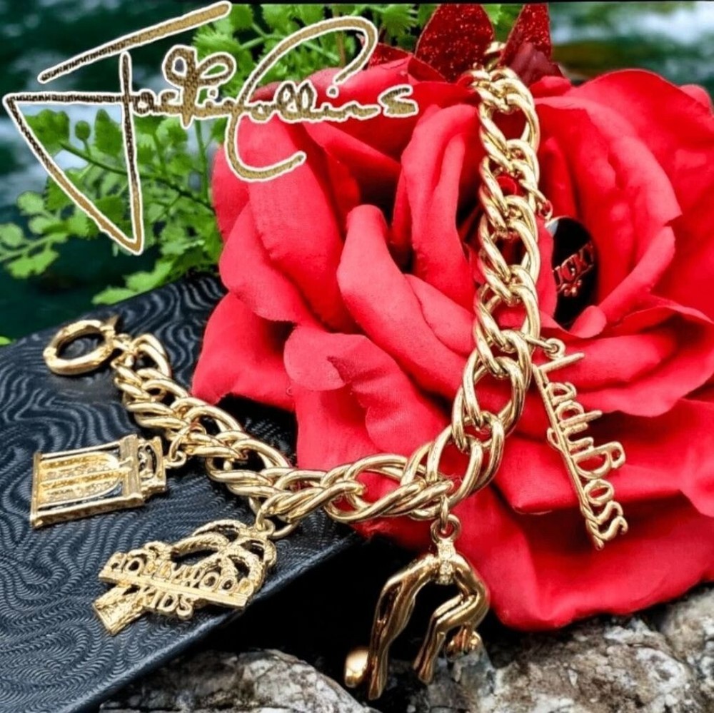 Jackie Collins Charm Bracelet Hollywood Kids Lucky Lady Boss Panther Vintage 80s