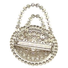 Silver Tone Domed Round Floral Brooch With Dangle Chains Vintage 1.6in W