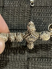 Vintage JTV Sarda Sterling Silver 925 Wheat Snake Chain w/ Filigree Sarda Cross