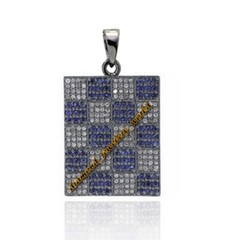 Vintage 1.05ctw Rose Cut Diamond Sapphire Studded Silver Amazing Pendant Jewelry