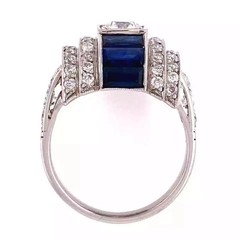 3Ct Art Deco Antique Lab-Grown Diamond & Engagement Ring 14K white Gold FN