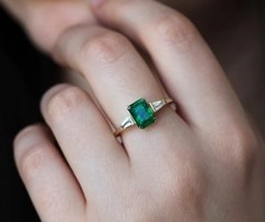 Art Deco Antique 3.60 Ct Natural Emerald Vintage Wedding Ring 14K Yellow Gold FN