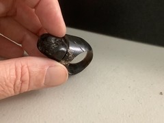 Vintage carved natural black coral skull Gothic mens womens ring size 7.5-7.75