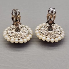 Vtg Bead Necklace Earrings Faux Pearls Layered Peach Art Glass Hong Kong 31″
