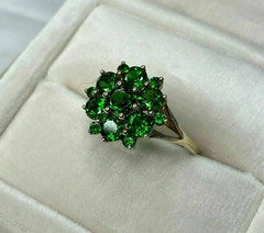 2Ct Round Cut Lab-Created Emerald Cluster Engagement Ring 14K Yellow Gold Finish