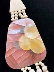 Vintage Bone Bovine Necklace Hand Carved Beaded 4 Strand
