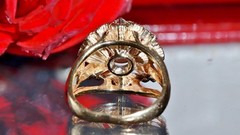 14k yellow gold sz 6 ring 0.80ct natural diamond flower vintage 8.26g Prism-lite