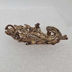 Vintage Yellow Brown Crystal Rhinestone Floral Big Brooch Pin Pendant Gold Tone