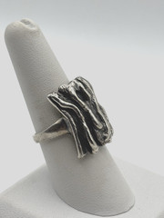 Vintage Sterling 925 BRUTALIST FREE-FORM UNIQUE RING Size 7.5 10.77grams