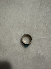925 Sterling Silver Ring Blue Turquoise Size 7 Made In Israel, Weighs 1.13 grams