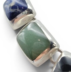 Estate Statement Taxco TZ-17 Sterling Silver Multi Stone Necklace 101g Rainbow