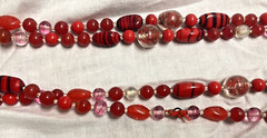 Vintage handmade glass bead necklace red black