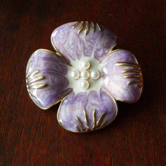 Vintage Enamel Flower Brooch Earring Pearl Women Clothing Party Accessories Gift