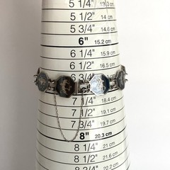 VTG Siam Sterling Silver 925 Niello Black Enamel Panel Bracelet 6.75″