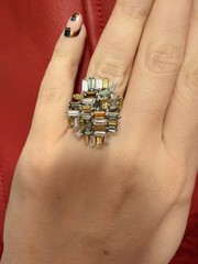 Vintage Fancy Color Baguette Diamond Ring . 2.94 DTW 14Kt White Gold.