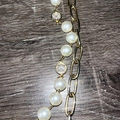 Vintage 36in Gold Tone Pre-Layered Double Strand Necklace Faux Pearls & Resin