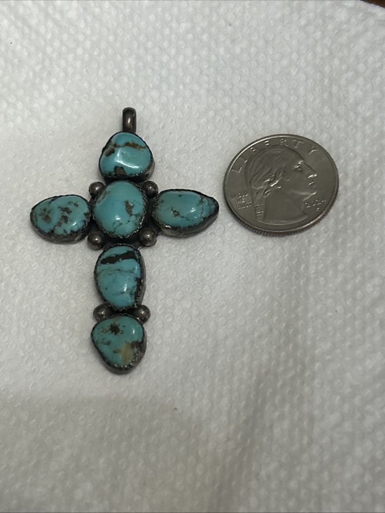 Vintage Kingsman Turquoise Cross Pendant