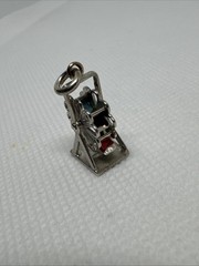 Vintage STERLING SILVER Ferris Wheel CHARM Moving Parts It Spins articulating A2