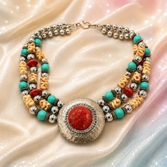 Vintage Juliana for Dauplaise Carnelian Southwestern Bead Bib Necklace IIJJ#9055