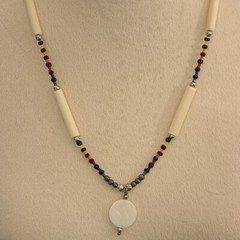 Handmade Women’s Tribal Style Necklace Beige/Multicolor 12.5 Inches