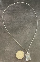 Vintage Dolphin Heart Clear Square Charm Silver Chain