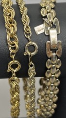 Vintage Chain Bracelet Lot Gold Tone Panther Link Rope Chains Stackable