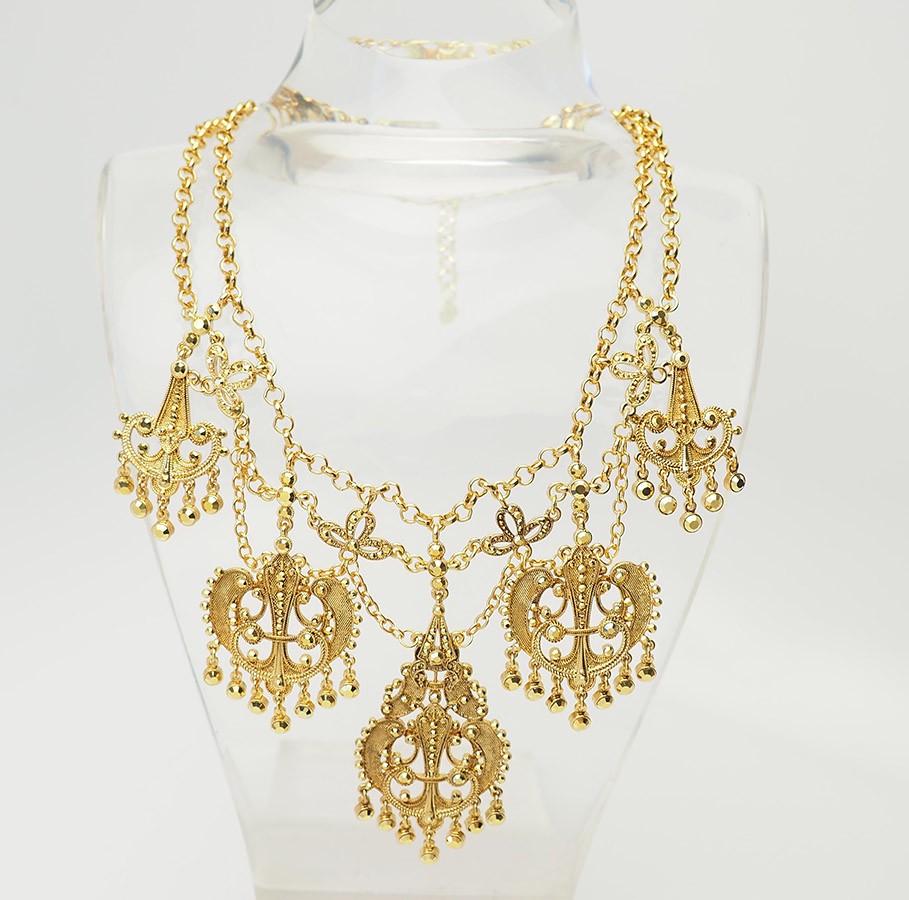 Stunning 24k gold plated chandellier necklace by Larisa Barrera