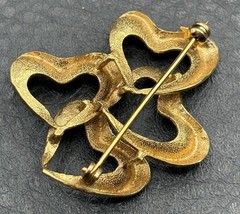 Vintage Rolled Gold Plate Triple Interlocking Hearts Brooch Pin Modernist