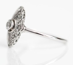 Old European Cut Filigree Ring 2.0 Ct Lab Created Diamond 14k White Gold Over
