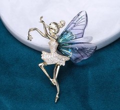 Butterfly Fairy Ballet Dancing Girl With Wings Zircon Corsage Lapel Brooch Pin