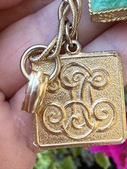 Vintage 50’s-60’s Chunky Charm Bracelet 8″ Medallions Geometric Gold Tone MCM
