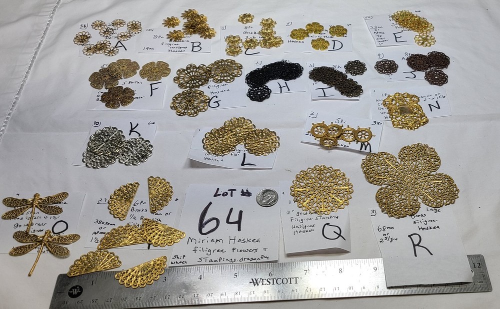 Vtg Miriam Haskell Filigree Stampings Findings for Jewelry Design Crafts Lot 64