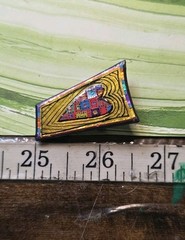 Vintage Mosiac Heart Gold Rectangle Brooch Pin, Signed J. Cole 95′