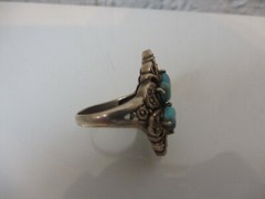 Beautiful, old ring 925 silver with turquoises and Markasite!