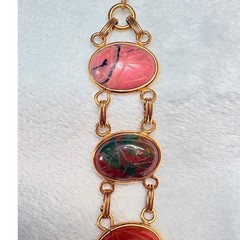 Vintage Hand‑Carved Natural Stone Scarab Bracelet, Egyptian Revival, Collectible