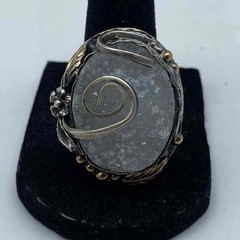 Shihara Sterling Silver 925 Quartz Ring Floral Mixed Metal Size 8.25