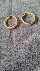 Vintage Hinge Clip on Gold Plate Metal – Wide Hoop Earrings