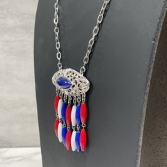 4th of JULY Perfect Gift Rare CAROLINE EMMONS Art Deco NEW Silver Tone Necklace