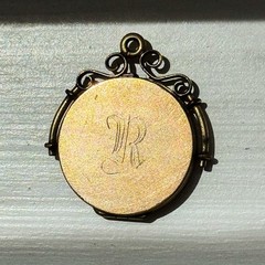 Antique Victorian Gold Filled Mourning Hair Locket Pendant W&H Co Monogram R