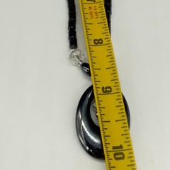 Vintage Necklace Hematite Beads and Pendant Glass Crystals 17 Inches