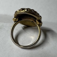 Vintage Gold-Tone Dome Cocktail Ring | Faceted Metallic Rhinestones | 1970s