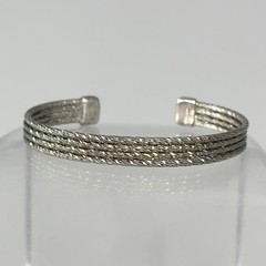 Vintage Bohemian Sterling Silver 925 Italy Woven Open Cuff Bracelet 7” 13.2g