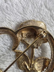 Princess Diana Memorial Heart Rose Brooch Gold Tone Legacy Love RDC Signed