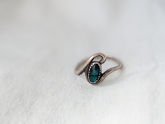 VTG Sterling Silver Navajo WM Wheeler Co. Bezel Abalone Inlay Cabochon Ring S4