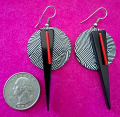 Vintage Modern Lucite Geometric Earrings Layered Lucite Abstract Mod Earrings
