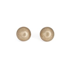 Vintage Portuguese 19k Yellow Gold Stud Earrings Buttons Satin Finish