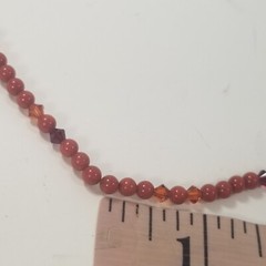 Vintage MCM Red Round & Faceted Bead Choker Necklace Mid Century 16 in Tiny