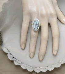 Vintage 18k Yellow Gold Engagement Ring 5.06ct.Lab-Grown Marquise Euro Diamond