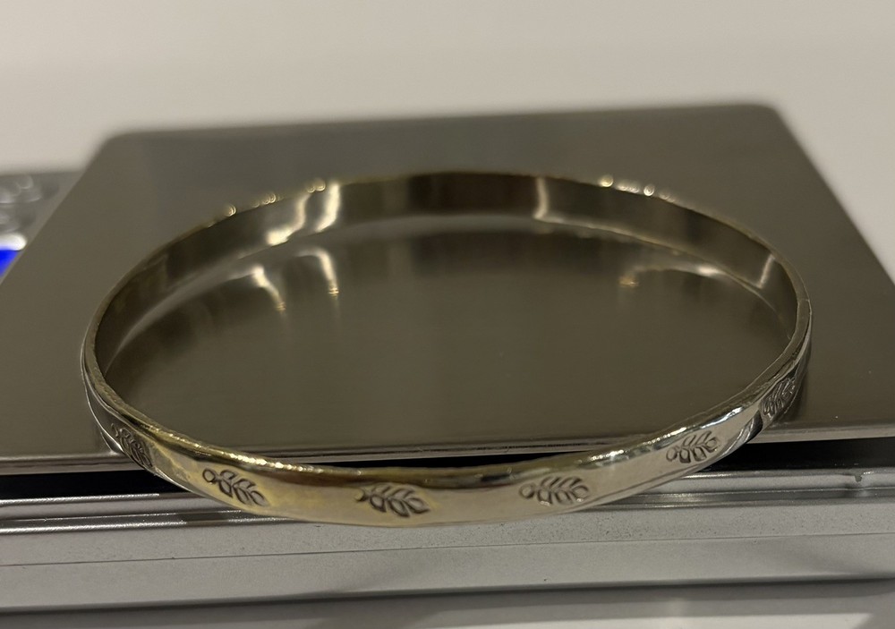 Vintage Taxco 925 Sterling Silver Leaf Design Stackable Bangle Bracelet 13,64 G